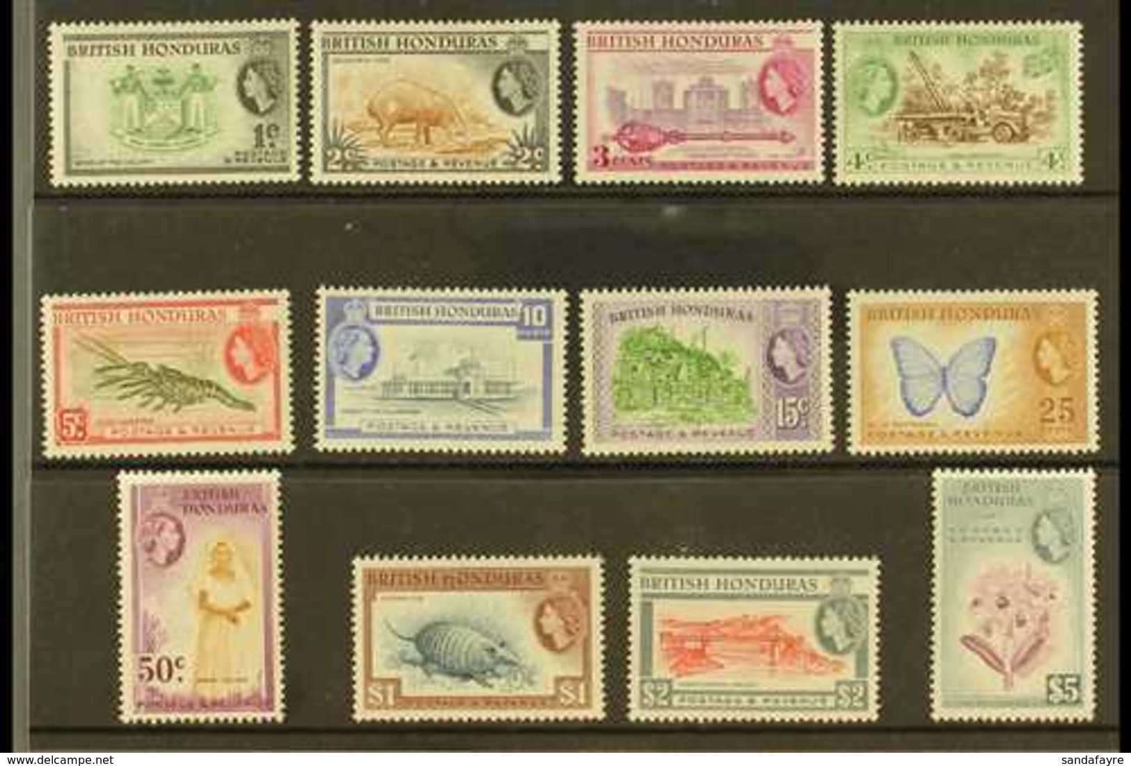 1953-62 Definitive Set, SG 179/90, Never Hinged Mint (12 Stamps) For More Images, Please Visit Http://www.sandafayre.com - Honduras Britannique (...-1970)
