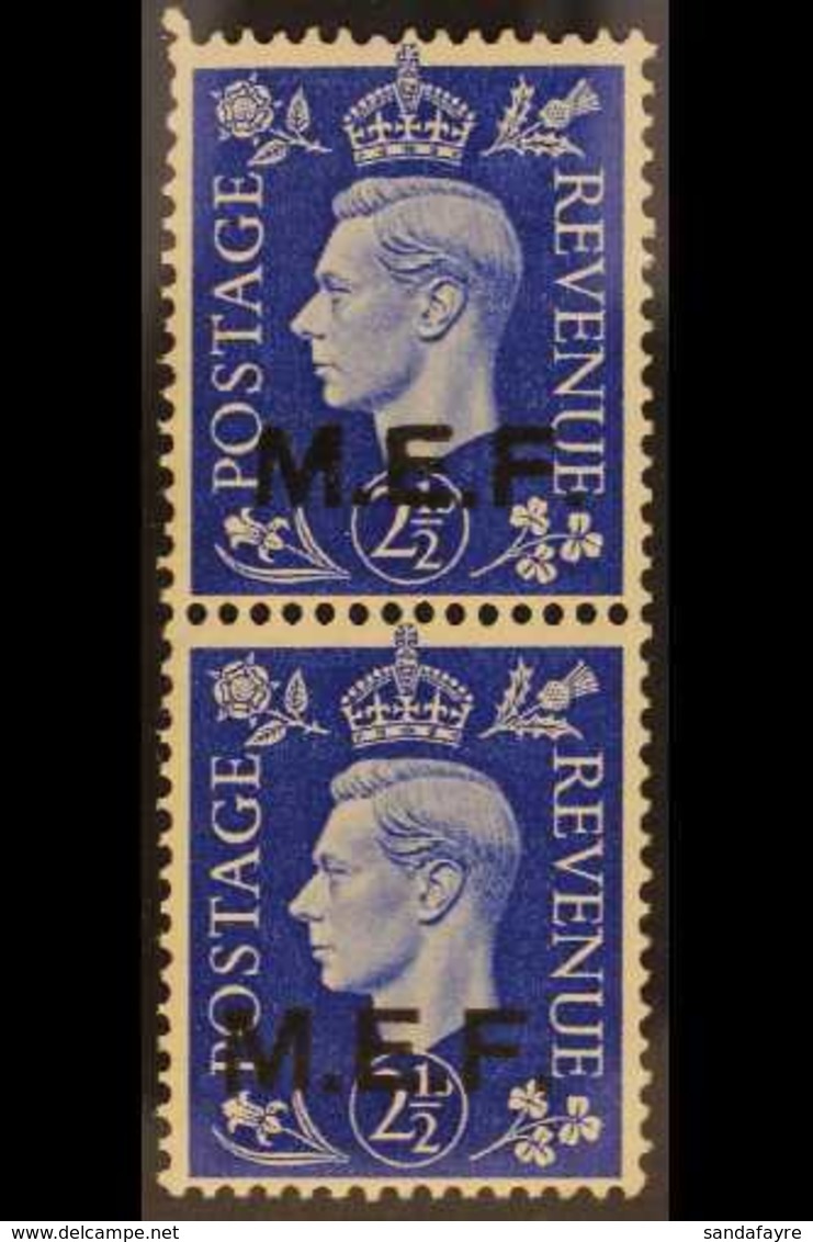 M.E.F. 1942 2½d Blue , Vertical Pair Ovpt Type M2 And M2a, Se-tenant, SG M8b, Superb Never Hinged Mint. For More Images, - Italienisch Ost-Afrika