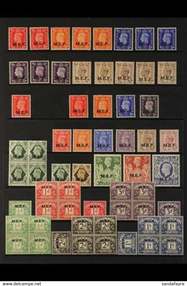 MIDDLE EAST FORCES 1942-47 VERY FINE MINT COLLECTION  Presented On A Stock Page That Includes The 1942 14mm Opt'd Set, A - Italienisch Ost-Afrika