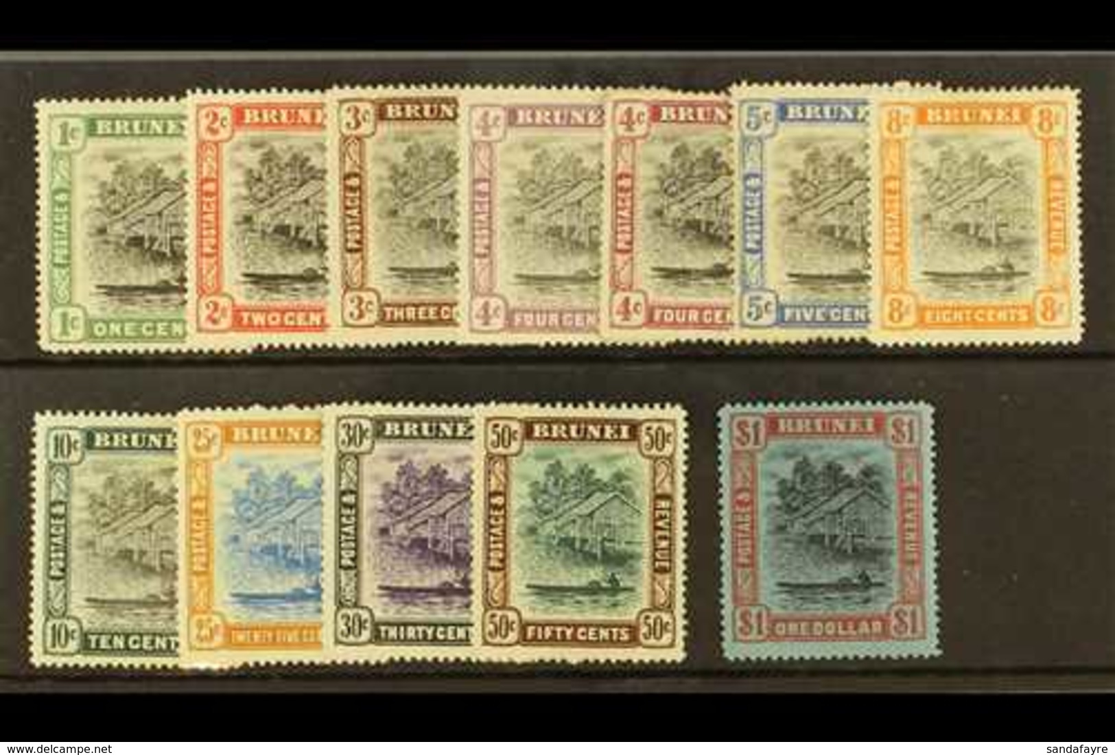 1907-10 Complete Hut Set, SG 23/33, Plus 4c Reddish Purple, SG 26a, Fine Mint. (12) For More Images, Please Visit Http:/ - Brunei (...-1984)