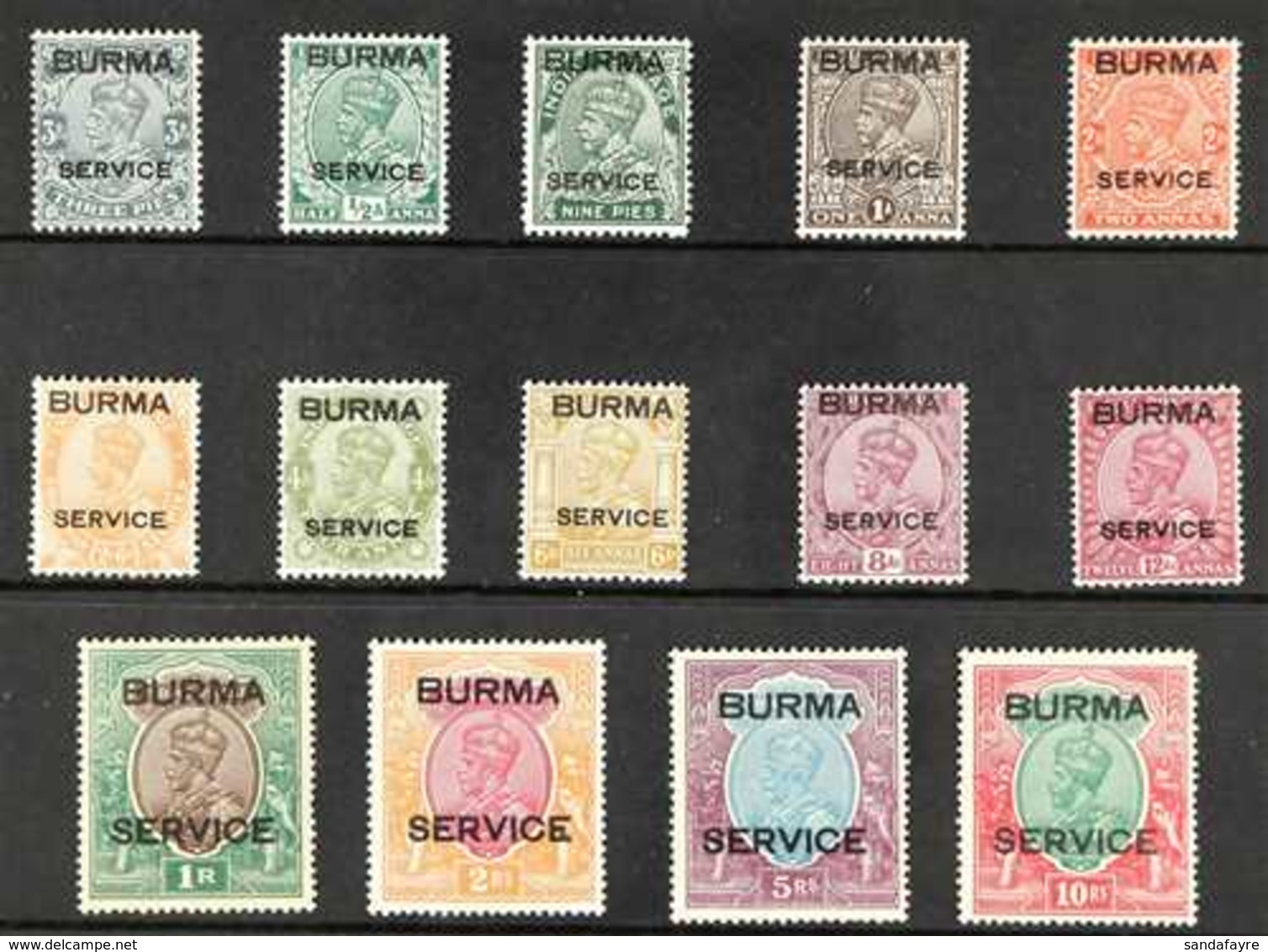 OFFICIALS 1937 Overprints Complete Set, SG O1/14, Fine Mint, Lovely Fresh Colours, Attractive (14 Stamps) For More Image - Burma (...-1947)