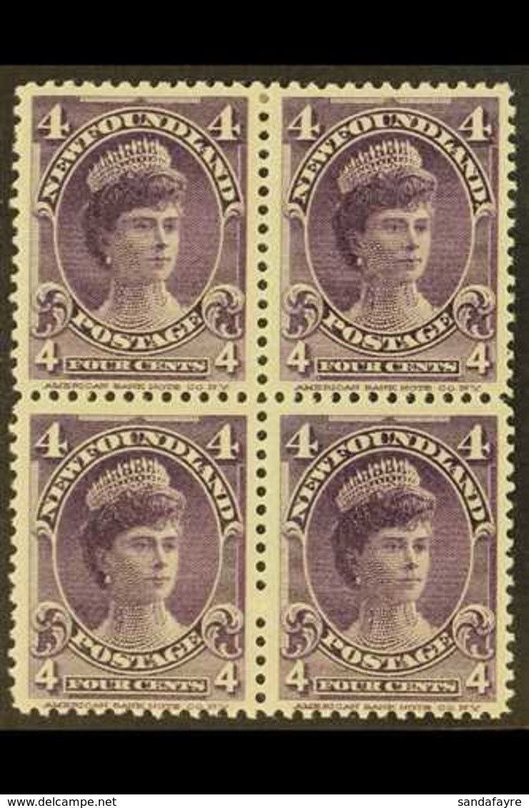 1897-1918 4c Violet Queen Mary, SG 43, A Superb Mint BLOCK OF FOUR, With The Lower Two Stamps Never Hinged. An Attractiv - Autres & Non Classés