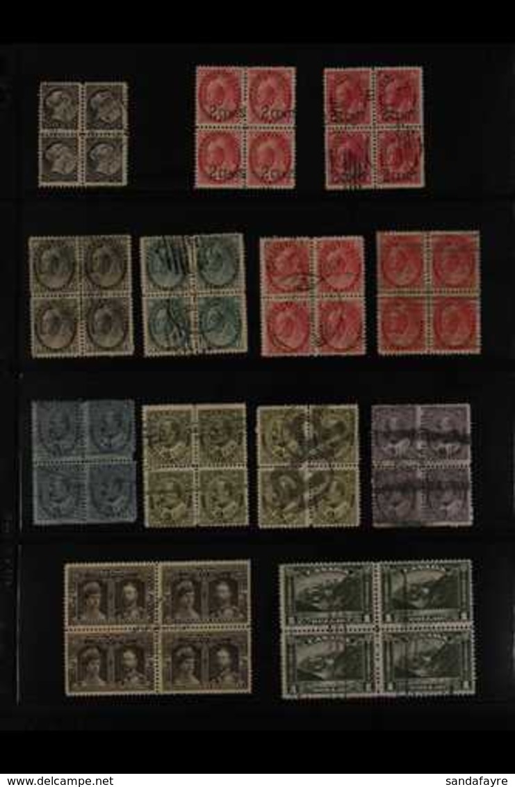 1882-1990's USED BLOCKS OF FOUR. IMPRESSIVE COLLECTION/ACCUMULATION Of Used Blocks Of 4 On Stock Pages With Many Corner  - Sonstige & Ohne Zuordnung