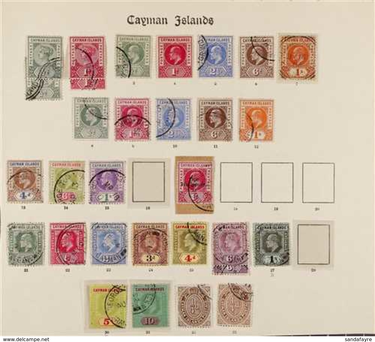 1900-1909 VALUABLE OLD TIME FINE USED COLLECTION. An Attractive Collection Presented On Part Of An "Imperial" Album Page - Cayman Islands