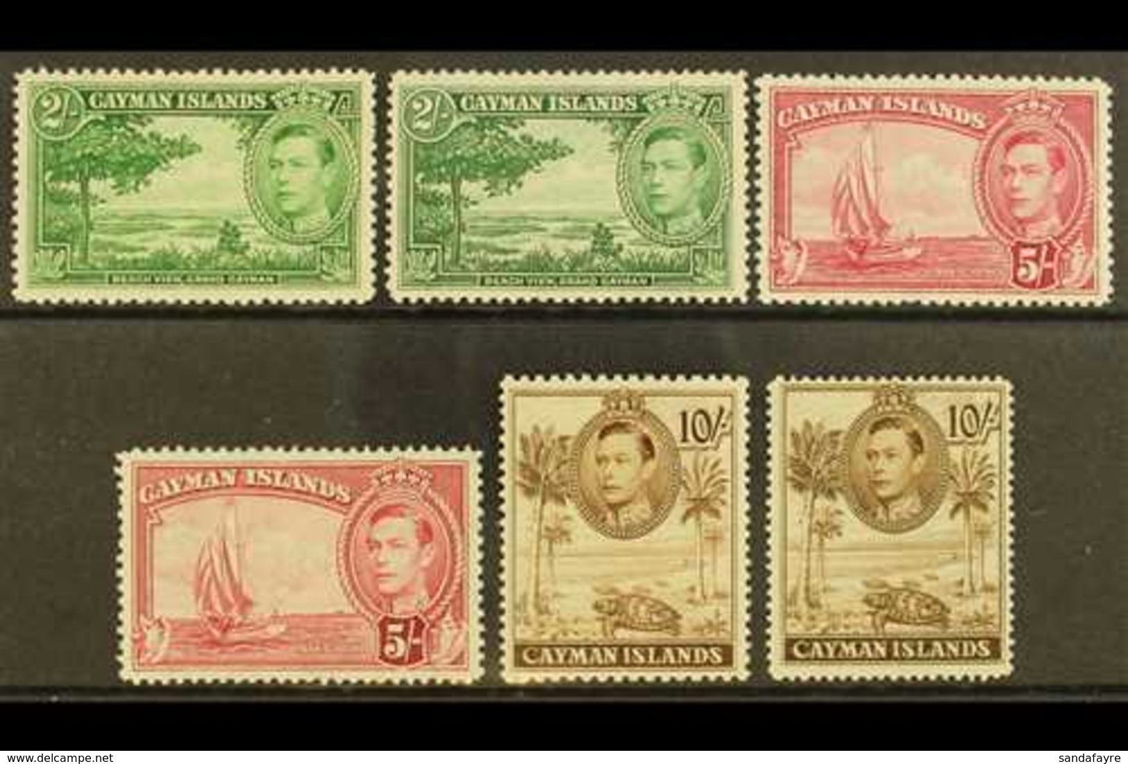 1938-48 Both 2s And 5s Shades, Both 10s Perfs, SG 124/126a, Fine Mint. (6) For More Images, Please Visit Http://www.sand - Iles Caïmans