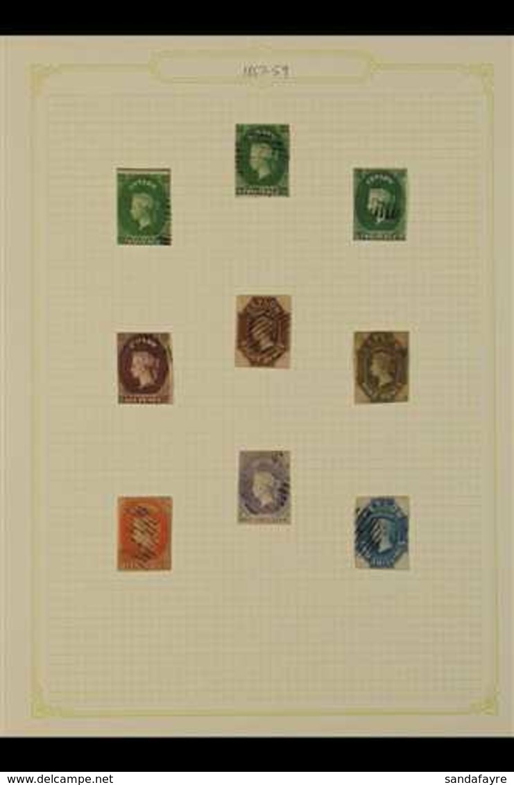 1857-1867 CHALON TYPES. USED COLLECTION On Leaves, Includes 1857-59 2d (x3, Two With 4 Margins), 6d (3 Margins), 8d (re- - Ceylon (...-1947)