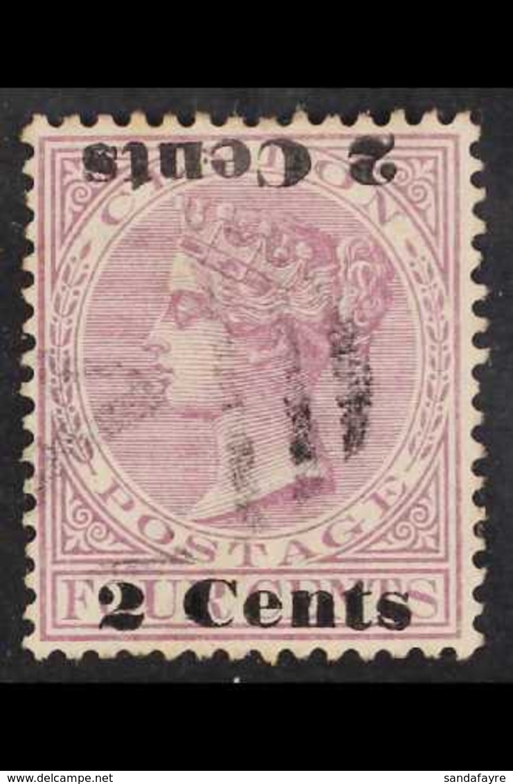 1888-90 2c On 4c Rosy Mauve SURCHARGE INVERTED ONE DOUBLE Variety, SG 210b, Fine Used. For More Images, Please Visit Htt - Ceylon (...-1947)