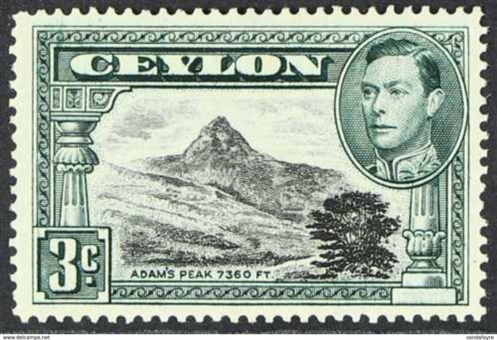 1938-49 3c Black & Deep Blue-green Perf 14 (line), SG 387c, Very Fine Mint, Very Fresh. For More Images, Please Visit Ht - Ceylan (...-1947)