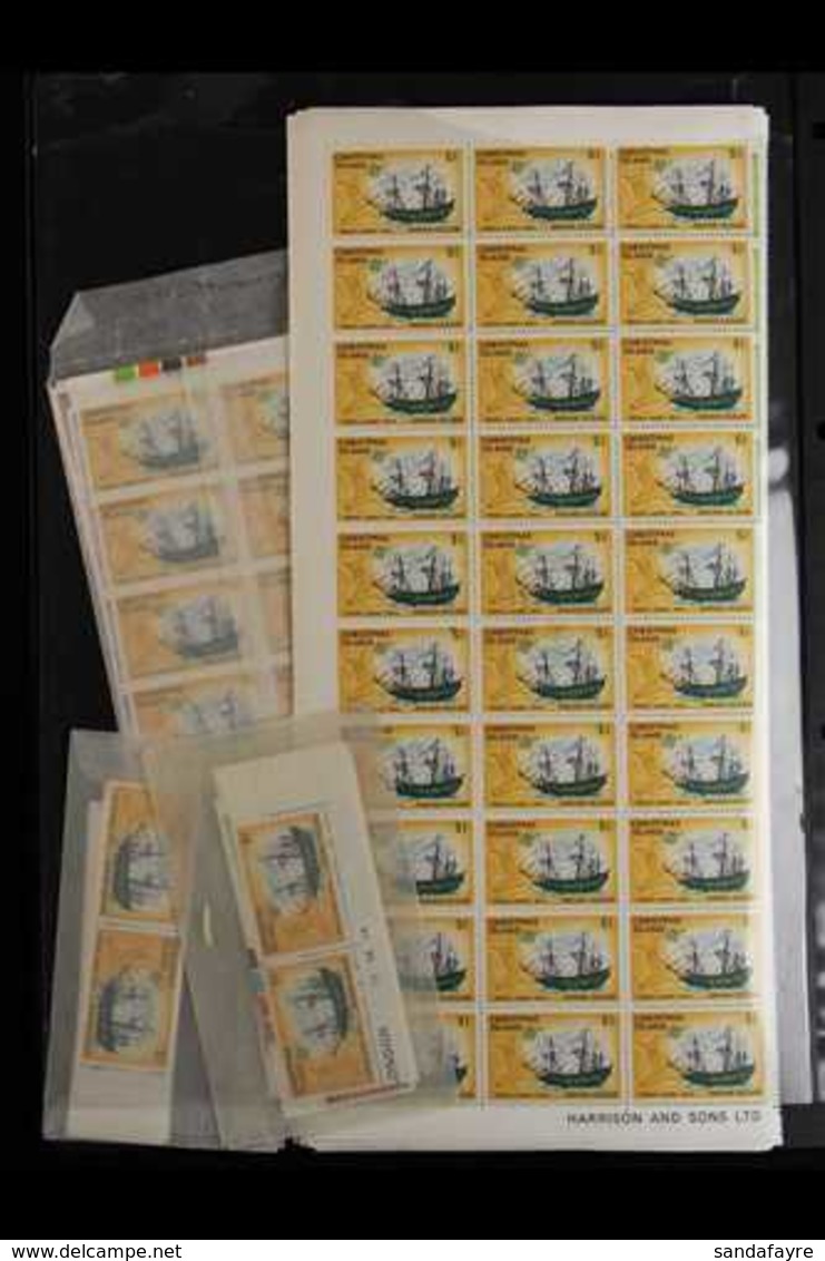 1972-73 SHIPS DEFINITIVES An Impressive Never Hinged Mint Hoard With At Least 80 Complete Sets Of SG 37/52, With Sets In - Christmas Island