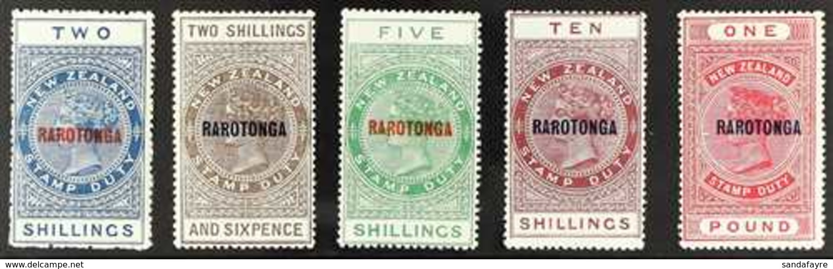 1921-23 Postal Fiscals Stamps With "RAROTONGA" Overprints Complete Set, SG 76/80, Fine Mint, Very Fresh. (5 Stamps) For  - Cookeilanden