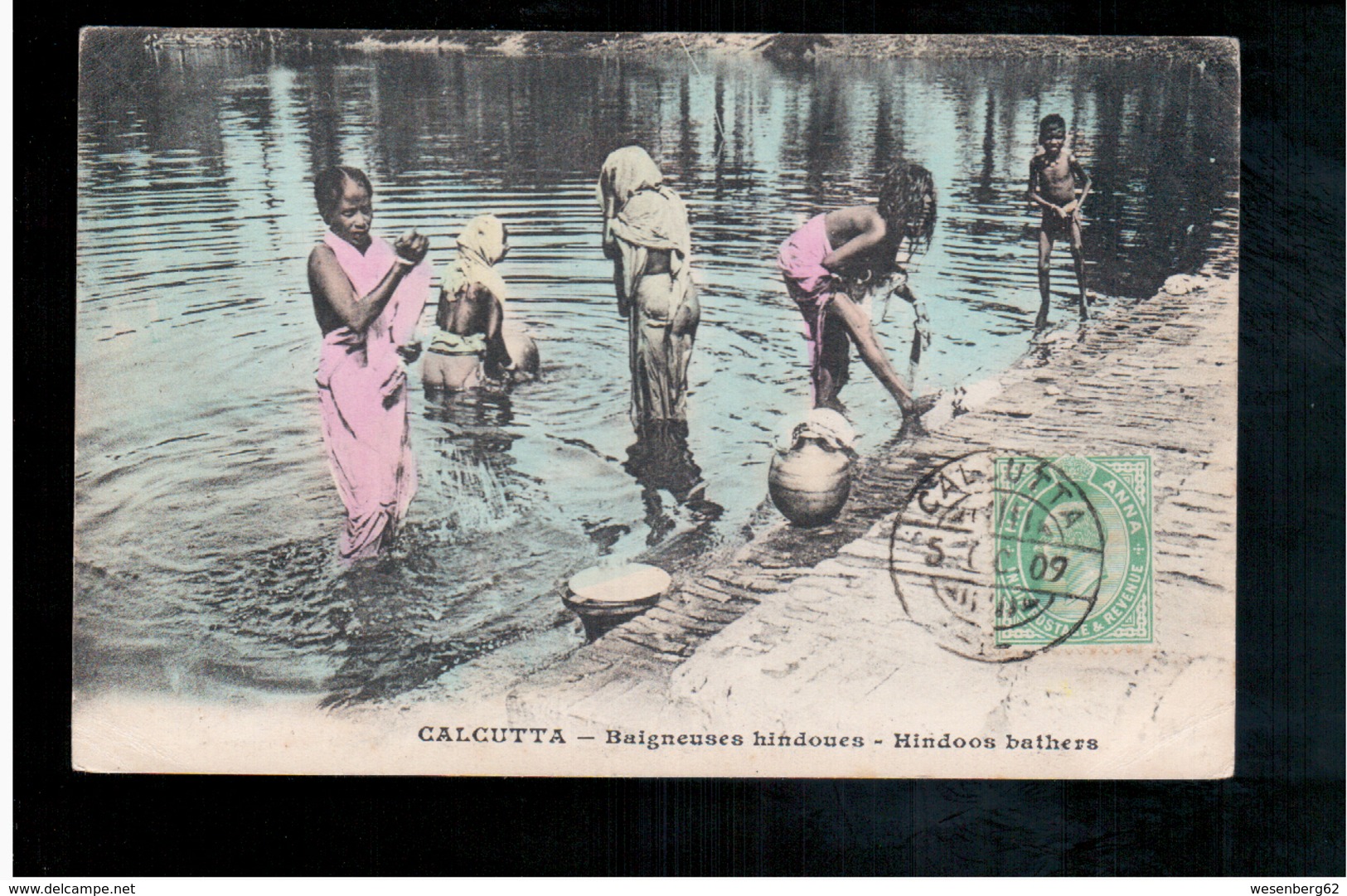 INDIA Calcutta - Baigneuses Hindoues- Hindoos Bathers 1909 Old Postcard - Indien