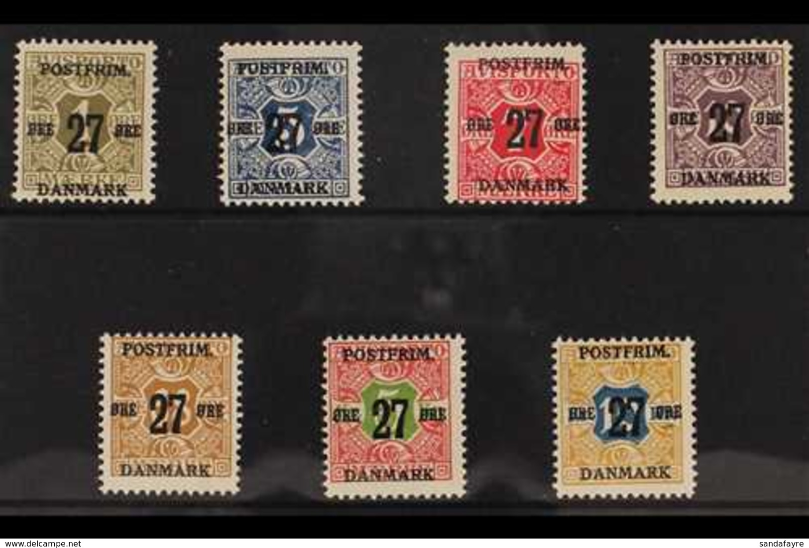 NEWSPAPER STAMPS 1918 "27" Ore Surcharges On Newspaper Stamps, Watermark Crown, Complete Set, Mi 84x/96x, SG 190/196, Ve - Sonstige & Ohne Zuordnung