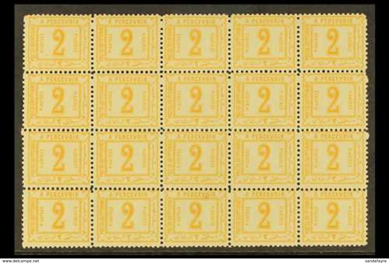 POSTAGE DUE 1888 2p Orange, Perf 11½, No Watermark, As SG D69, A Never Hinged Mint Block Of Twenty FORGERIES. (20 Forger - Sonstige & Ohne Zuordnung