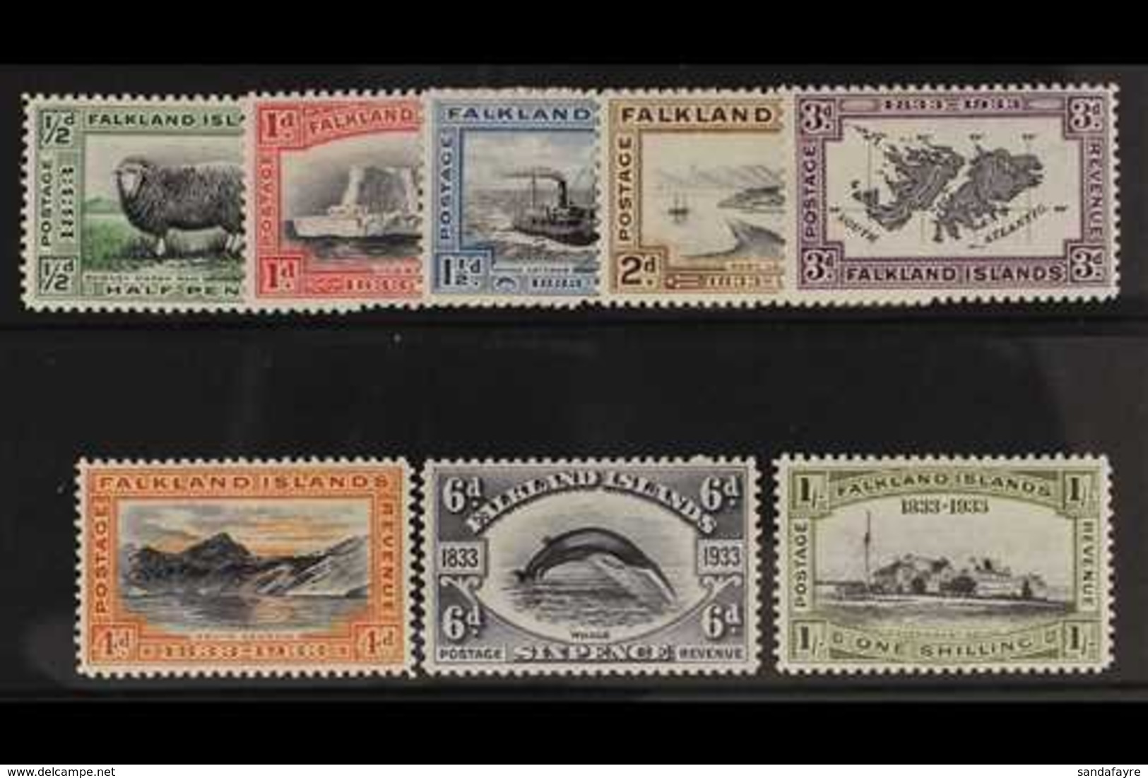 1933 Centenary Set Complete To 1s, SG 127/134, Very Fine And Fresh Mint. (8 Stamps) For More Images, Please Visit Http:/ - Falklandinseln