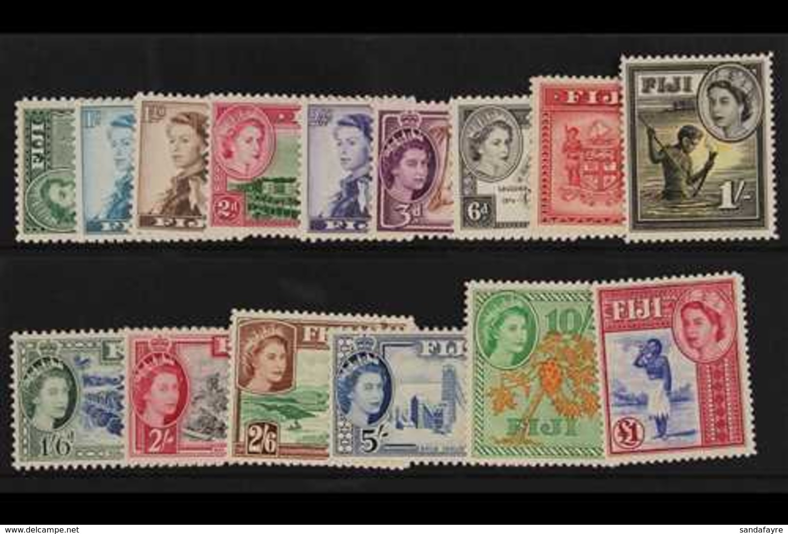 1954-59 Definitive Set, SG 280/295, Fine Never Hinged Mint. (15) For More Images, Please Visit Http://www.sandafayre.com - Fidji (...-1970)