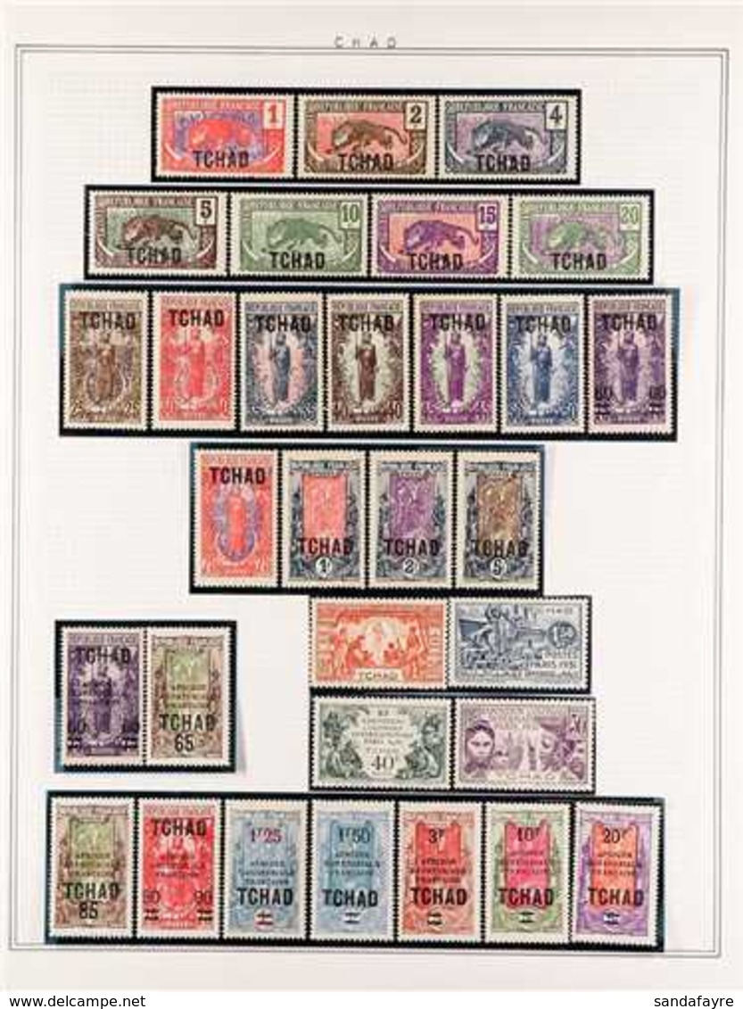 CHAD 1922-1931 NEVER HINGED MINT COLLECTION In Hingeless Mounts On A Page, All Different, Includes 1922- Opts Set, 1924- - Other & Unclassified