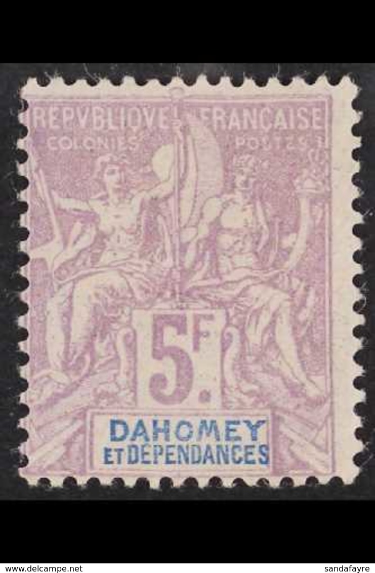 DAHOMEY 1901-1905 5f Mauve & Pale Blue, Yv 17, SG 17, Fine Mint With Expertizing Marks To Rear For More Images, Please V - Autres & Non Classés