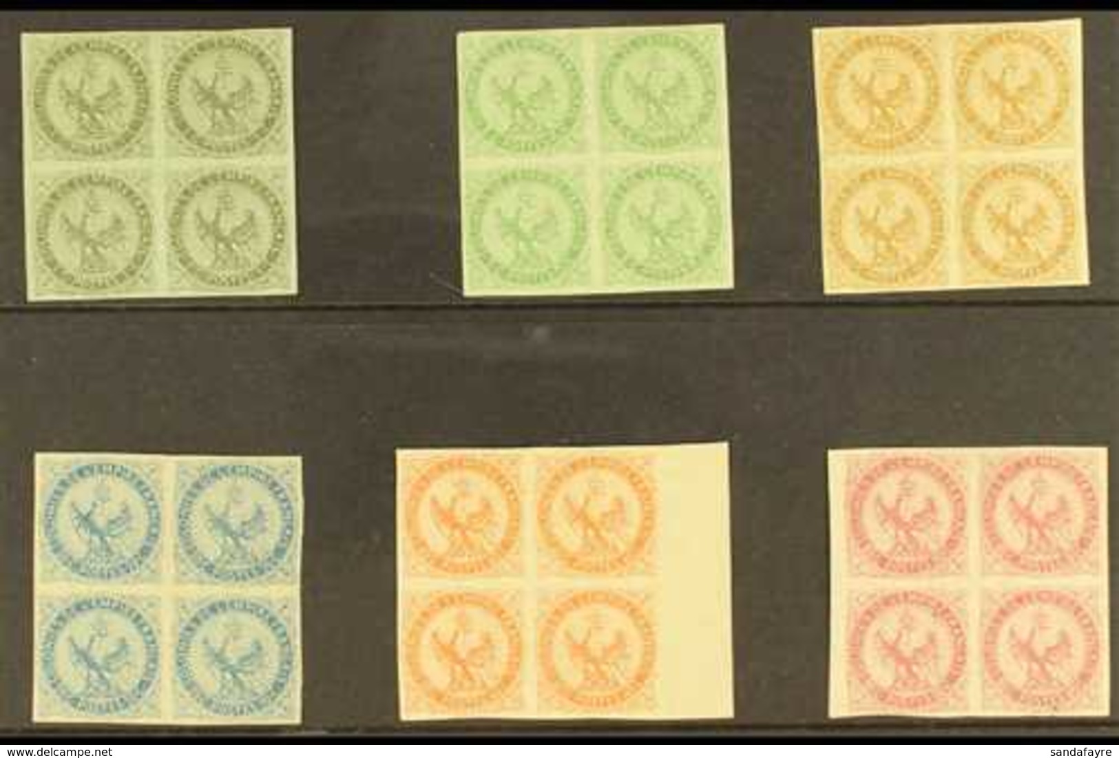 GENERAL ISSUES 1859 "Eagle" Issue, SG 1/6, In Mint Blocks Of 4. 80c No Gum, Still An Attractive Set. (24 Stamps) For Mor - Andere & Zonder Classificatie