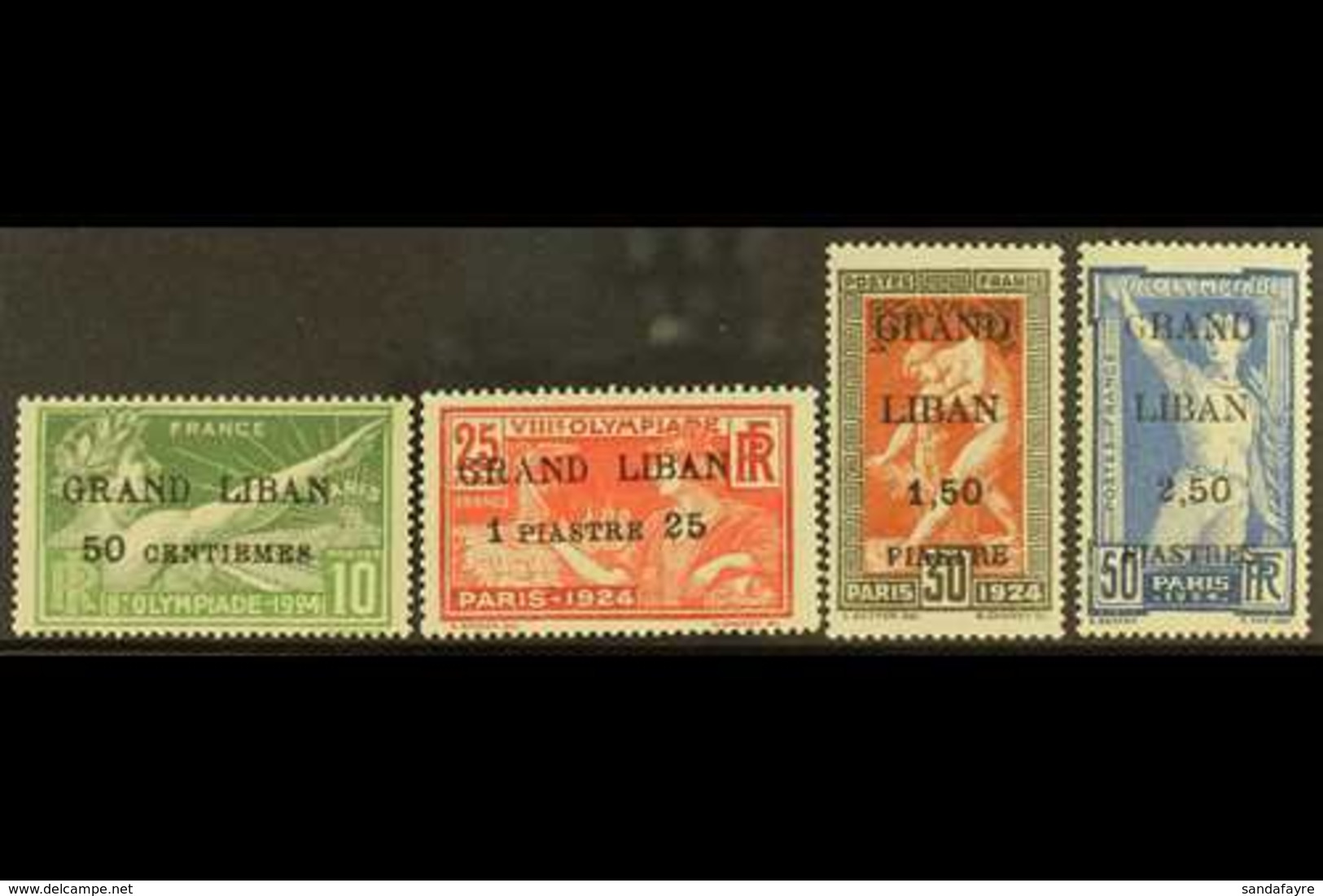 LEBANON 1924 "GRAND LIBAN" Surcharges On Olympic Games Complete Set (Yvert 18/21, SG 18/21), Never Hinged Mint, 2.50p On - Other & Unclassified