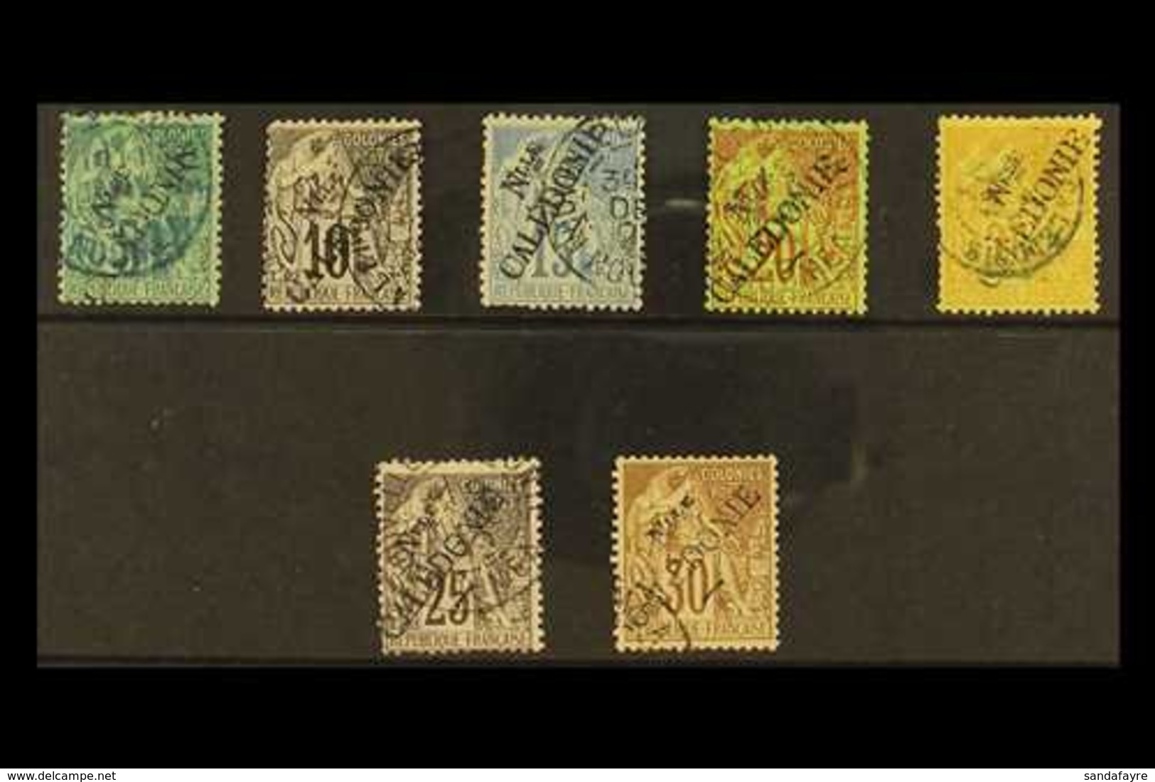 NEW CALEDONIA 1881 Overprints 5c - 30c Complete, Yv 24/30, Good To Fine Used. (7 Stamps) For More Images, Please Visit H - Sonstige & Ohne Zuordnung