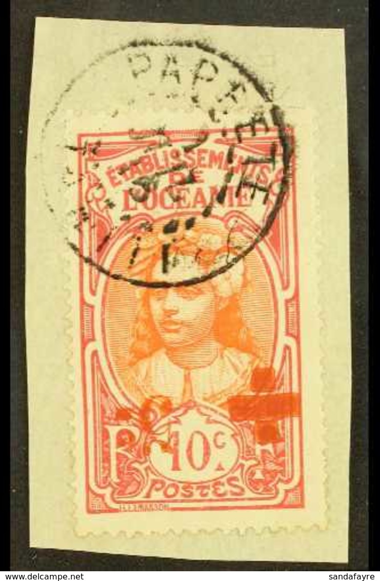 OCEANIA 1915-16 10c + 5c Orange & Carmine Red Cross (bar Under "c") SURCHARGE INVERTED Variety (Yvert 41a, SG 40a), Very - Autres & Non Classés