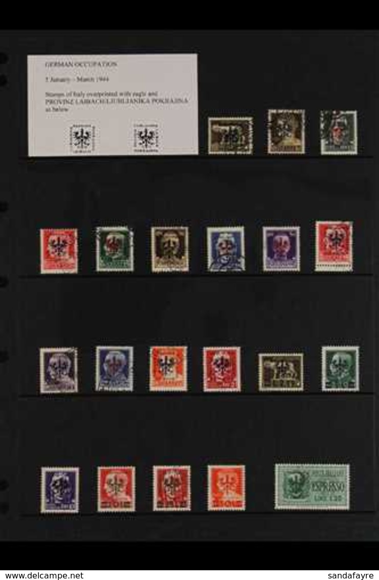 1943-1945 OCCUPATION OF LAIBACH (LJUBLJANA) VERY FINE USED All Different Collection. With A COMPLETE BASIC RUN Of Postag - Sonstige & Ohne Zuordnung