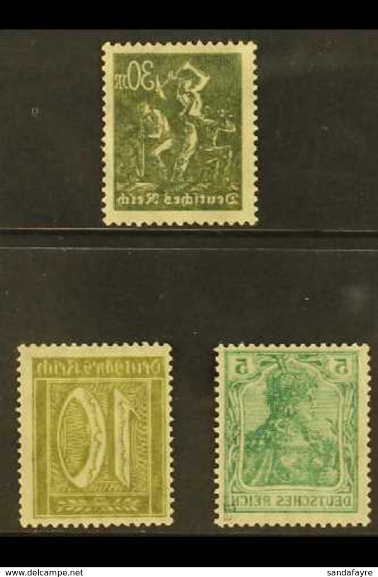 1915-1922 OFFSETS An Interesting Group Of Three Stamps With Superb Complete OFFSETS Of The Design On Reverse, Includes 5 - Sonstige & Ohne Zuordnung