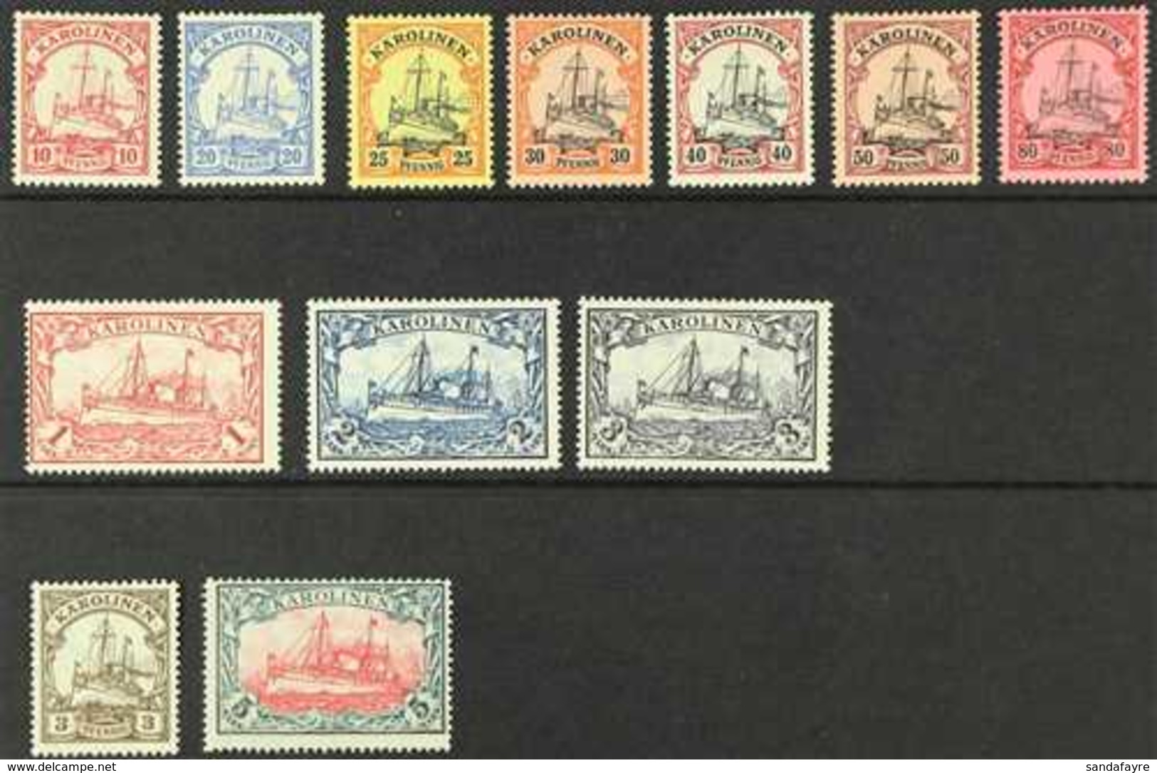 CAROLINE ISLANDS 1900-1919 NEVER HINGED MINT All Different Group On A Stock Card, Includes 1900 Most Vals To 1m, 2m & 3m - Autres & Non Classés