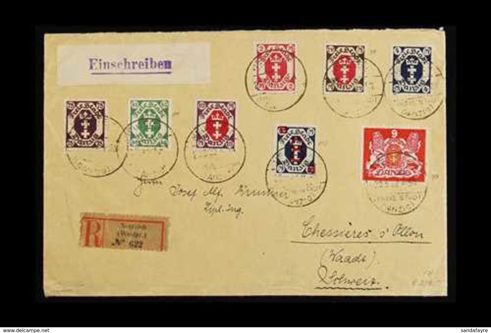 1922 (29 JUN) REGISTERED COVER To Switzerland, Franked 1922 9m Large Arms (Mi 99), 1922 "8" On 4m (Mi 102), Plus 1922 Sm - Autres & Non Classés