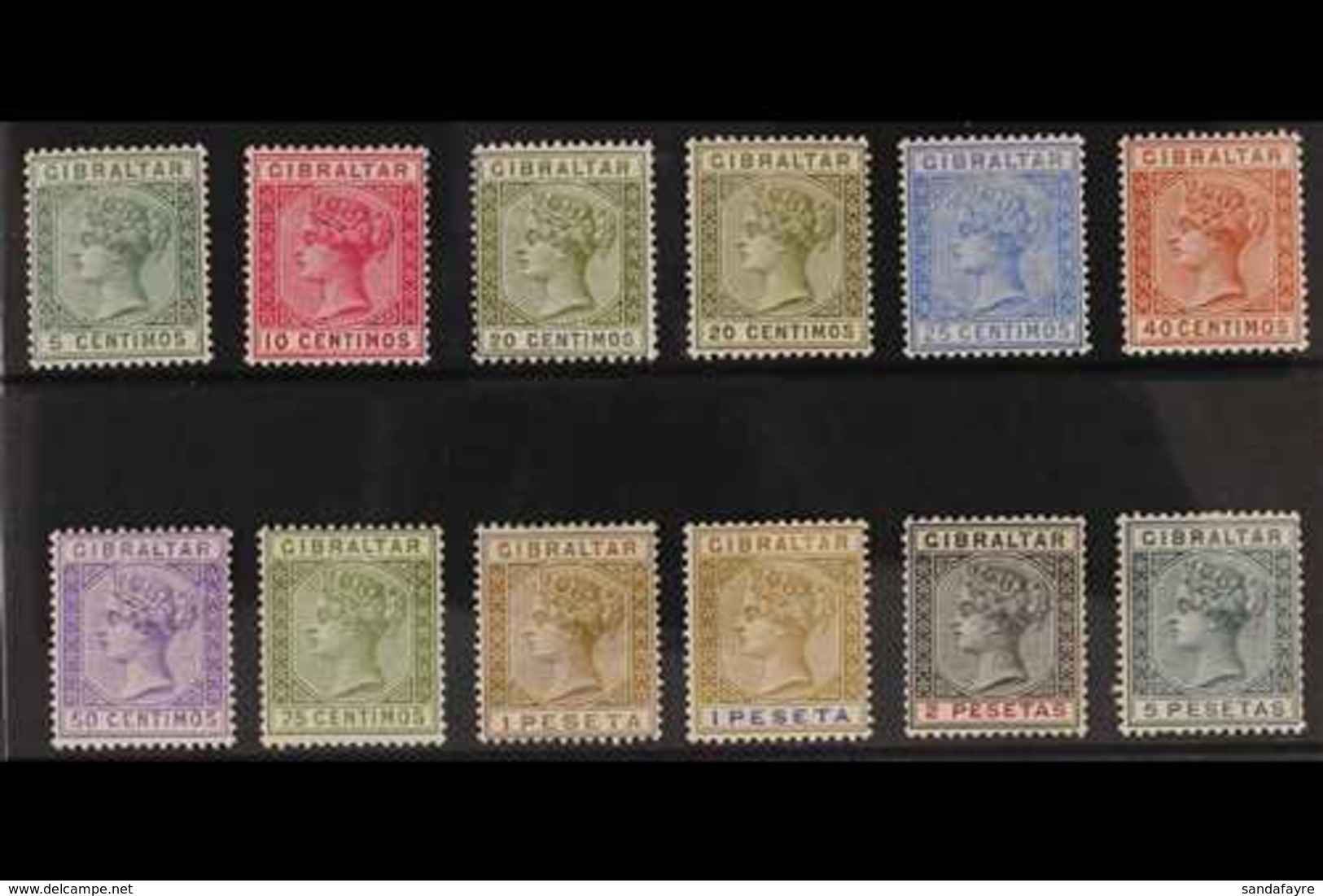 1889 Spanish Currency Set Complete, SG 22/33, Very Fine Mint. (12 Stamps) For More Images, Please Visit Http://www.sanda - Gibilterra