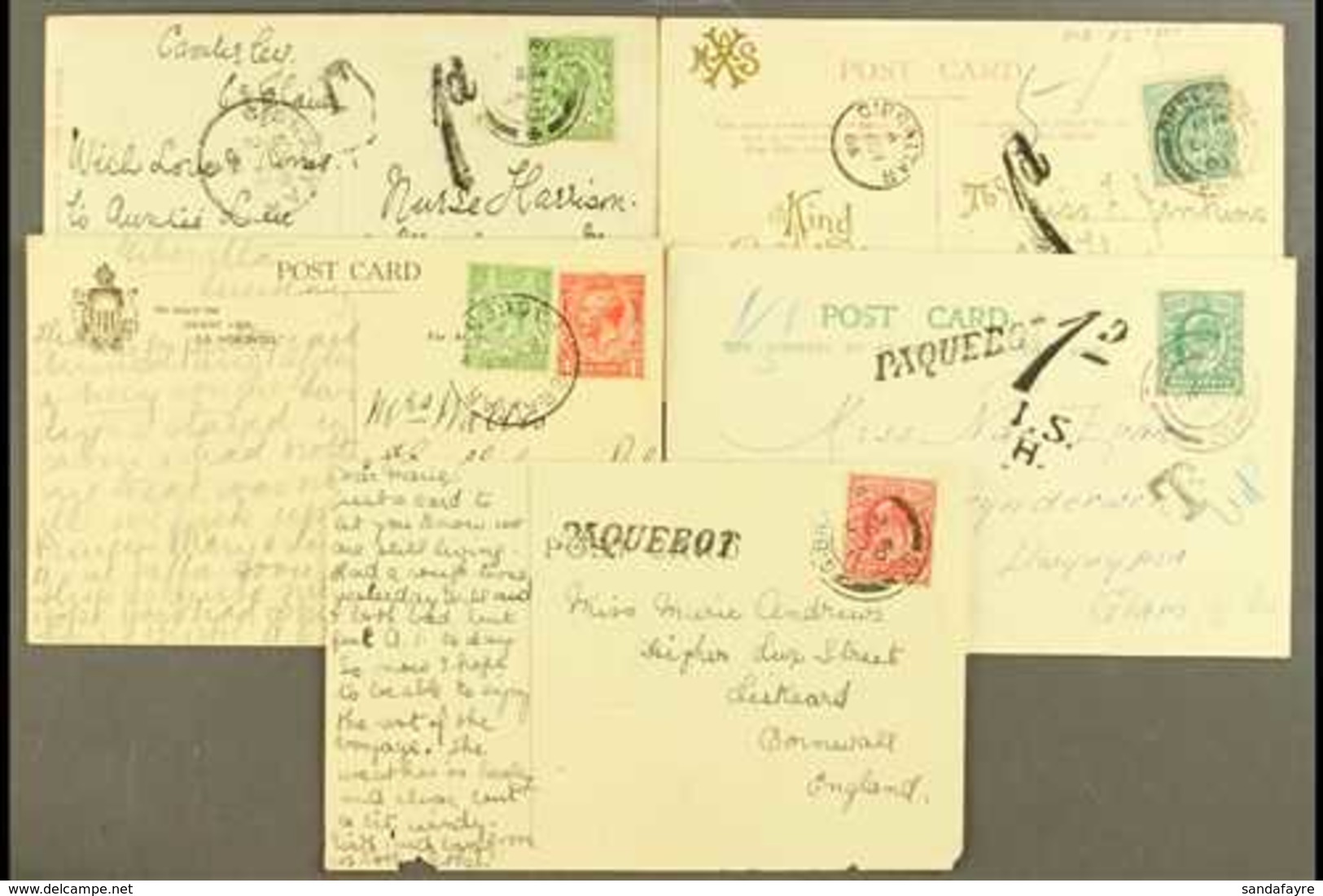 1903-1934 A Group Of Picture Postcards Bearing Great Britain Stamps, Two Posted To Gibraltar With "Gibraltar" Cds's And  - Gibraltar