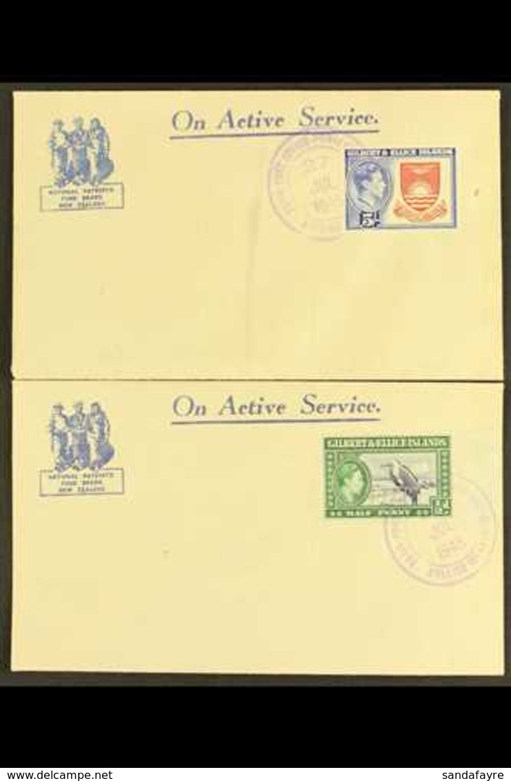 1945 (July) Series Of Twelve Printed On Active Service National Patriotic Fund Board New Zealand Unaddressed Envelopes,  - Gilbert- Und Ellice-Inseln (...-1979)