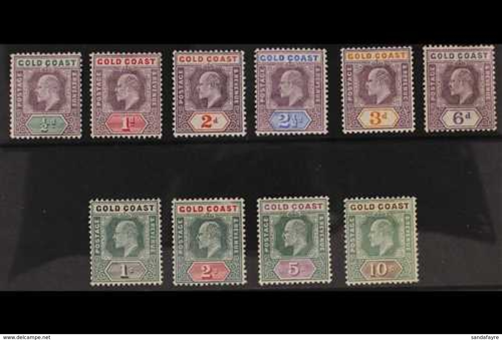 1902 Ed VII Set To 10s, Wmk Crown CA, SG 38/47, Fine To Very Fine Mint. (10 Stamps) For More Images, Please Visit Http:/ - Gold Coast (...-1957)