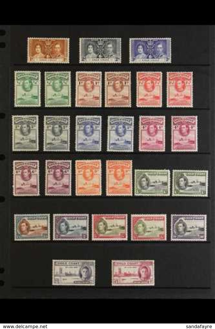 1937-54 FINE MINT COLLECTION WITH MANY ADDITIONAL PERFS. An Attractive Collection Presented On A Pair Of Stock Pages Tha - Goldküste (...-1957)