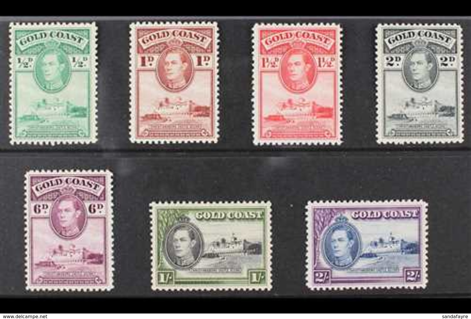 1938 PERF 12 KGVI Definitive ½d, 1d, 1½d, 2d, 6d, 1s And 2s (SG 120/23, 126, 128 & 130), Very Fine Mint. (7 Stamps) For  - Gold Coast (...-1957)