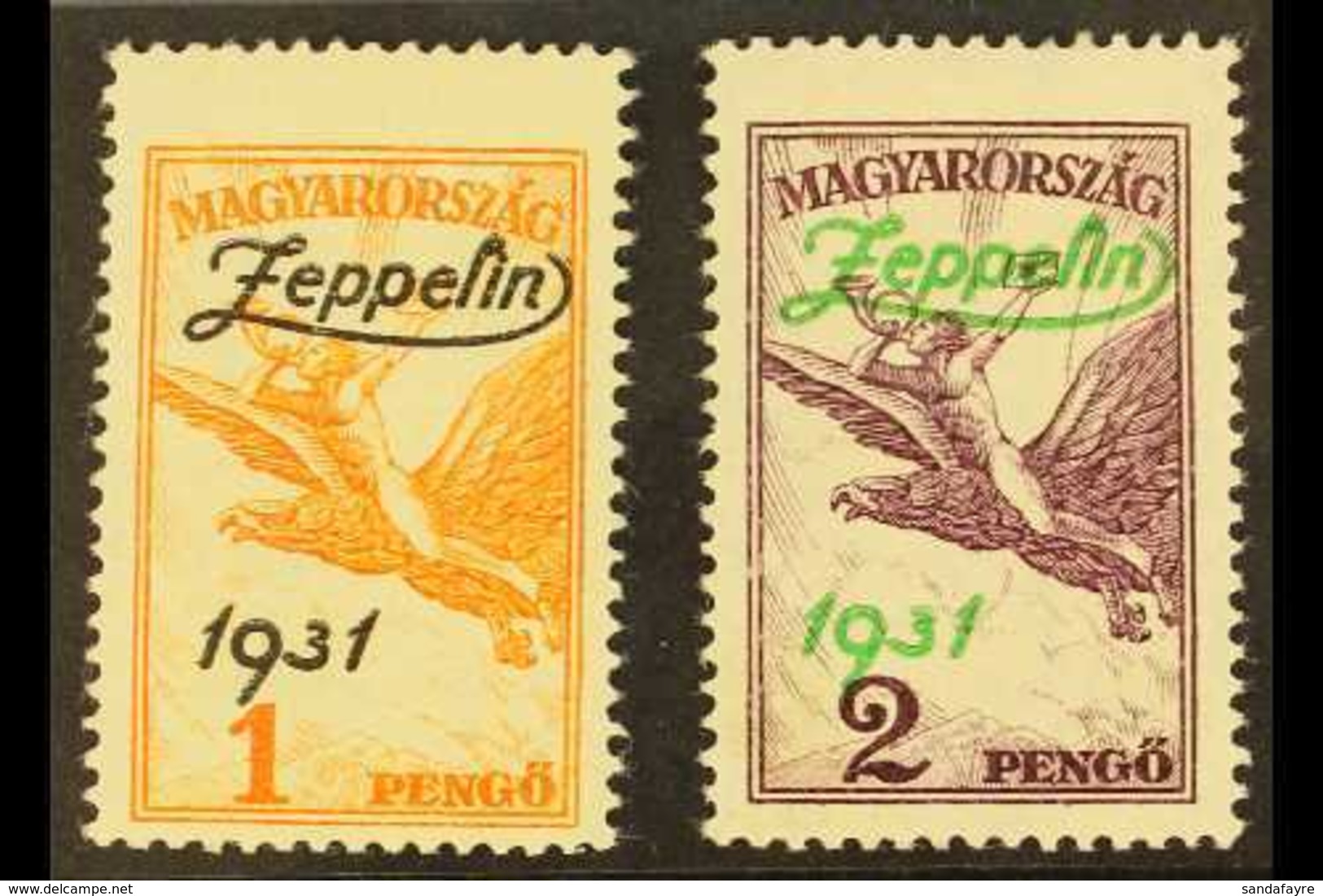 1931 "Graf Zeppelin" Flight To Hungary Opt'd Set, Mi 478/79, SG 529/30, Fine Mint (2 Stamps) For More Images, Please Vis - Other & Unclassified