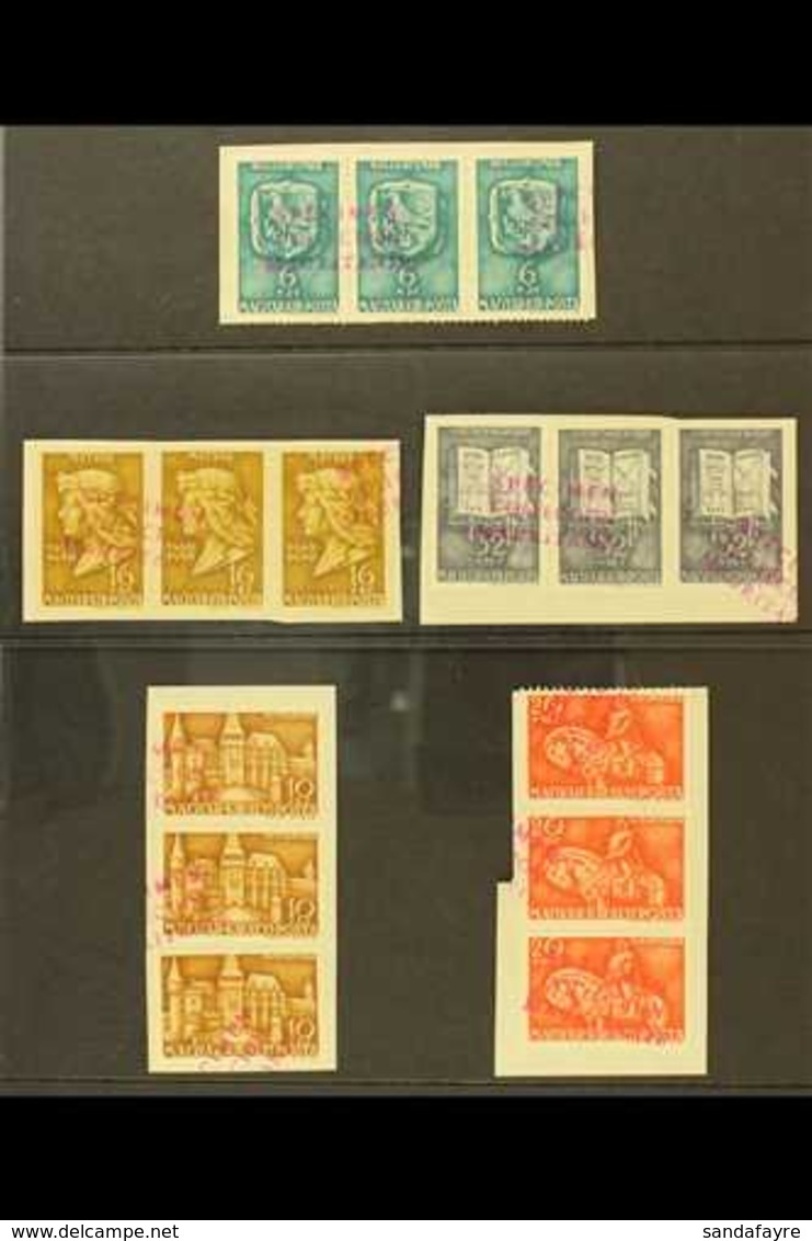 1940 ARCHIVE SPECIMENS 1940 Birthday Of King Matthias Complete Set, Michel 633/637, In Strips Of Three Affixed To Archiv - Sonstige & Ohne Zuordnung