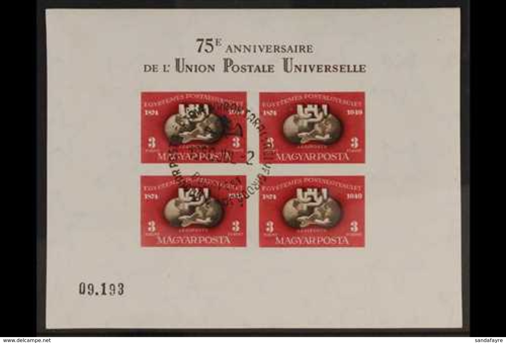 1950 (2 July) UPU 75th Anniversary Miniature Sheet IMPERF, Michel Block 18B, Superb Used With First Day Special Cancel.  - Sonstige & Ohne Zuordnung