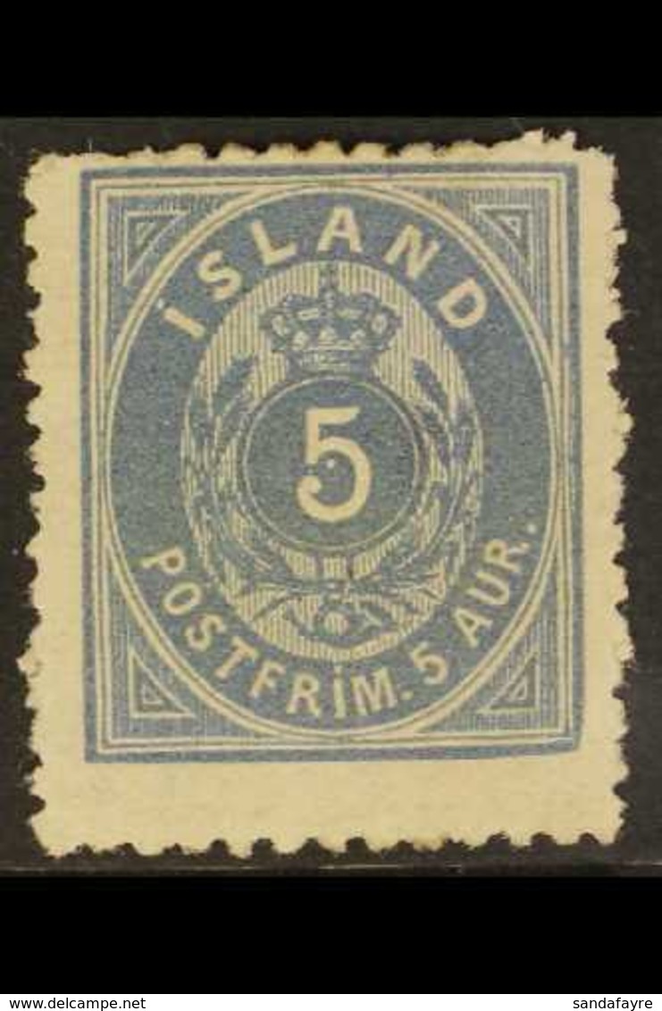 1876 5aur Grey Blue, Perf 12¾x12¾, Fac 23, Fresh Mint No Gum. For More Images, Please Visit Http://www.sandafayre.com/it - Other & Unclassified