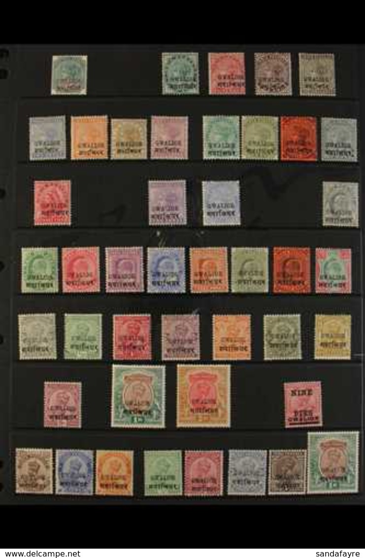 GWALIOR 1885-1937 ALL DIFFERENT MINT COLLECTION Presented On A Stock Page. Includes 1885 4a Opt'd In Red, 1885-97 Black  - Autres & Non Classés