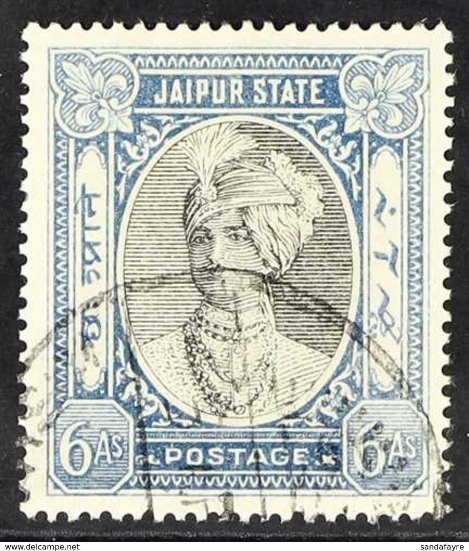 JAIPUR 1932-46 6a pale Blue "Maharaja" Inscribed Postage, SG 65a, Fine Used. For More Images, Please Visit Http://www.sa - Other & Unclassified