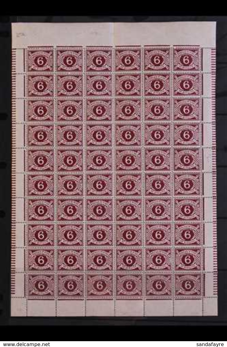 1925 POSTAGE DUE SHOWPIECE 6d Plum, SG D 4, A Very Rare Complete Sheet Of 60, Every Stamp Showing BLIND "A" Varieties, ( - Sonstige & Ohne Zuordnung