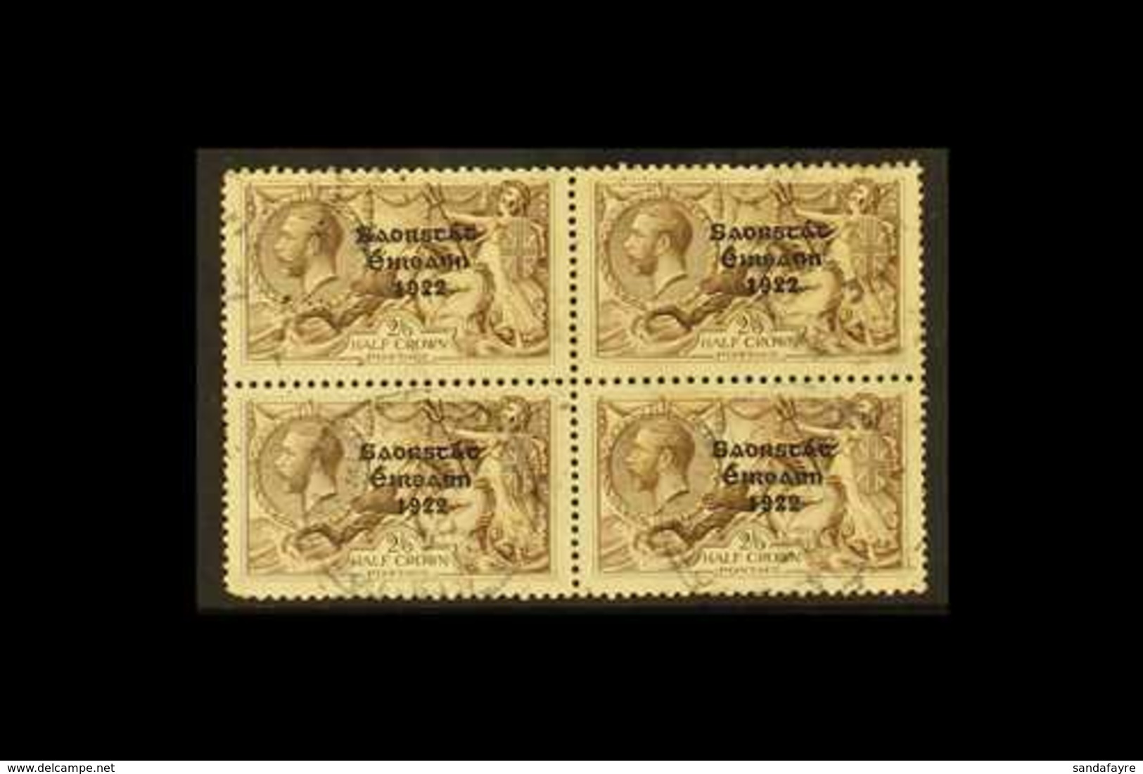 1927-28 2s.6d Chocolate Brown Seahorse, Wide Date SG 86, A Scarce Block Of Four Cds Used, Lower Left Corner Crease And R - Other & Unclassified