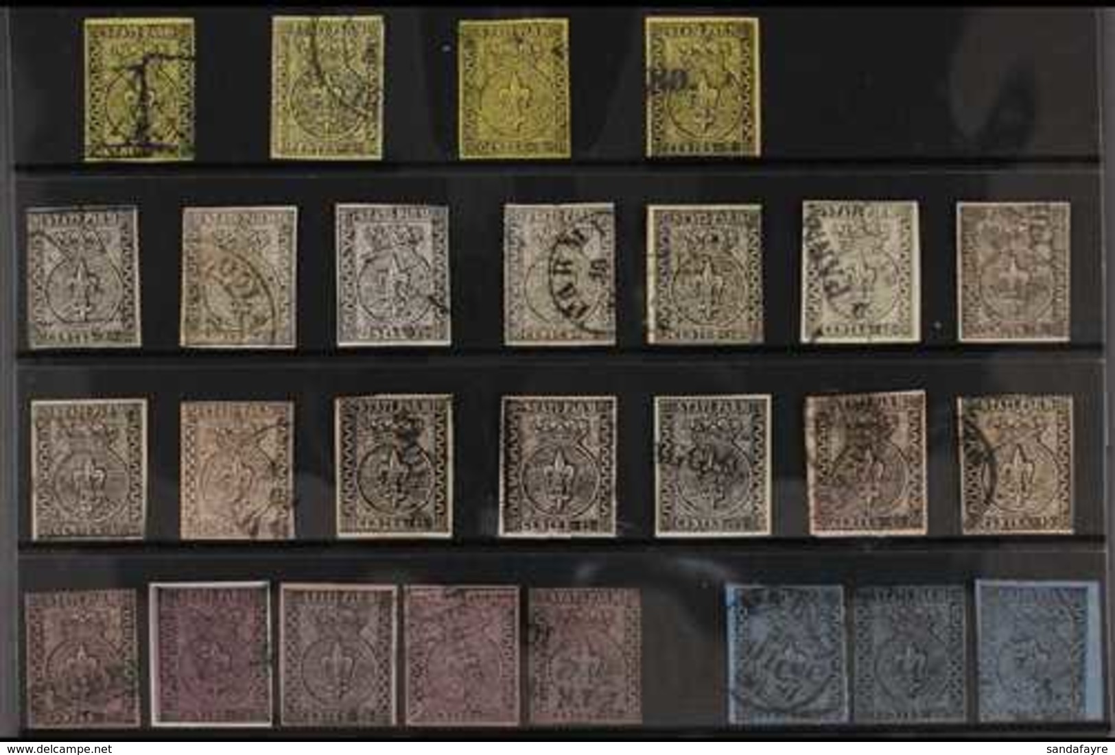 PARMA 1852 First Issue Used Collection On A Stock Card, Most With 4 Margins. Includes 5c Black On Orange Yellow X 4, 10c - Non Classés