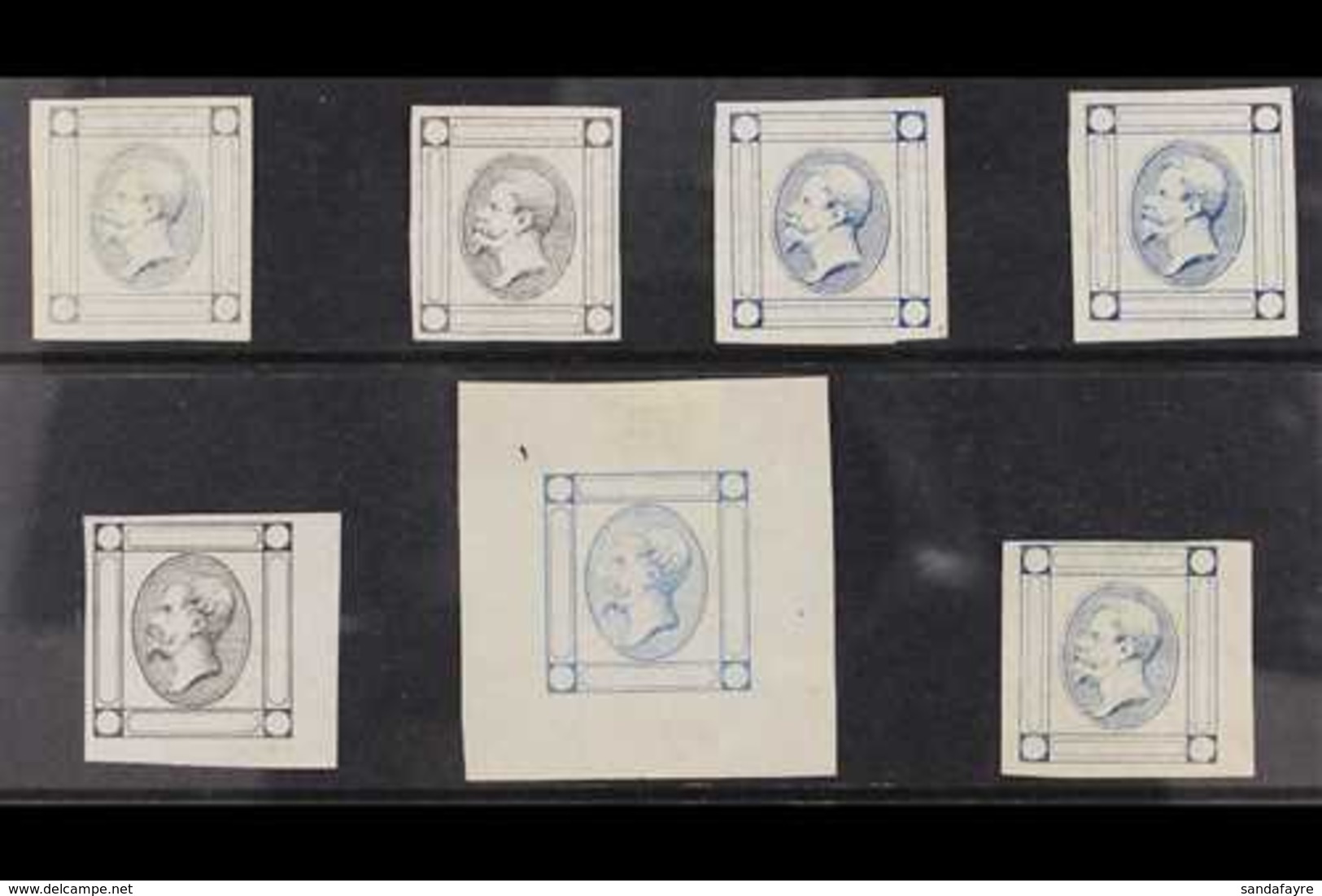 1863 15c Blue Matraire Issue, As Sass 12, Selection Of Plate Proofs Without Inscriptions In Black Or Blue On Ungummed Pa - Ohne Zuordnung