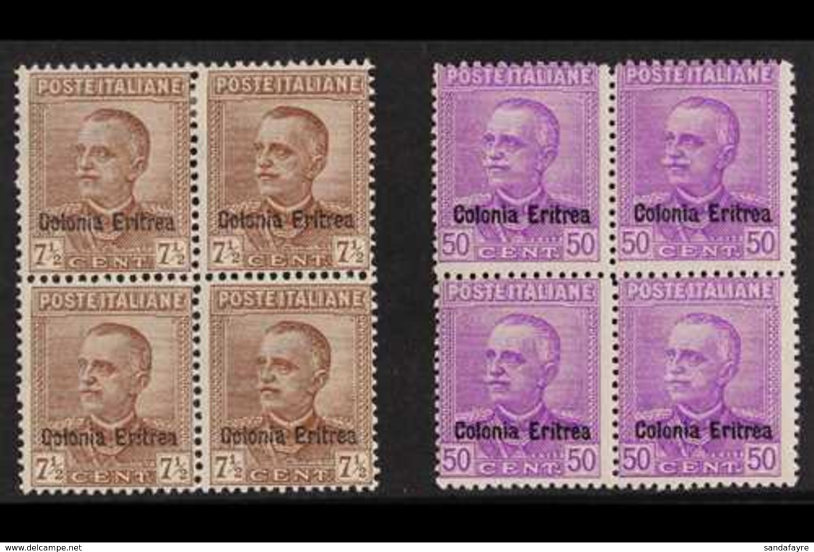ERITREA 1928-29 7½c Brown And 50c Bright Mauve King With "Colonia Eritrea" Overprints (Sassone 142/43, SG 123 & 125), Fi - Sonstige & Ohne Zuordnung