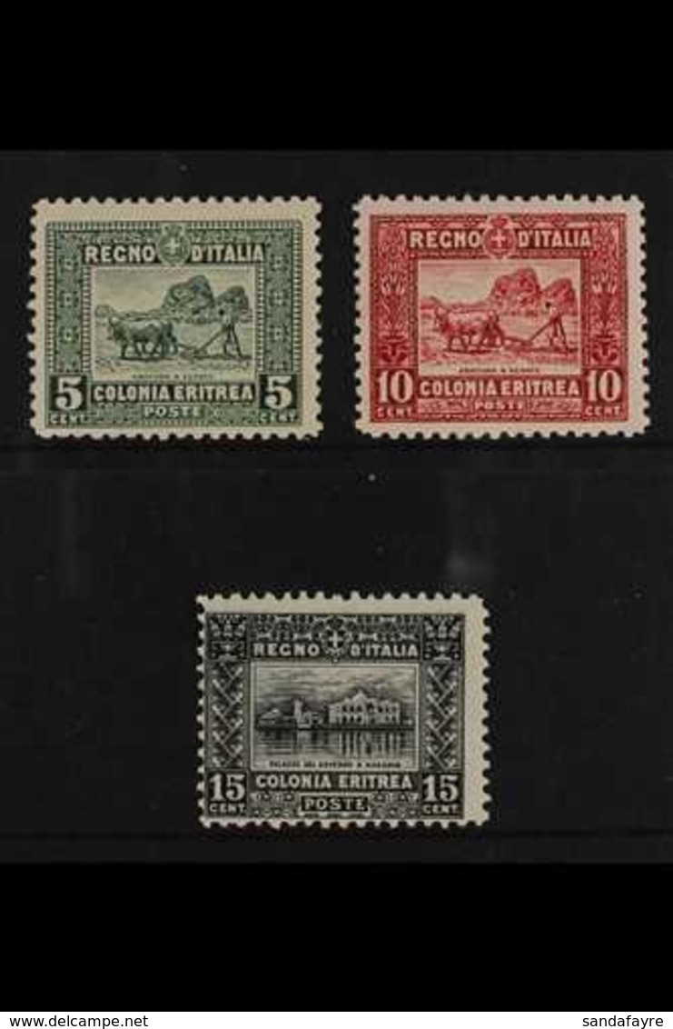 ERITREA 1928-29 Pictorials Perf 11 Complete Set (SG 38/40, Sassone 129/31), Fine Mint, The Key 5c Value Expertized A.Die - Other & Unclassified