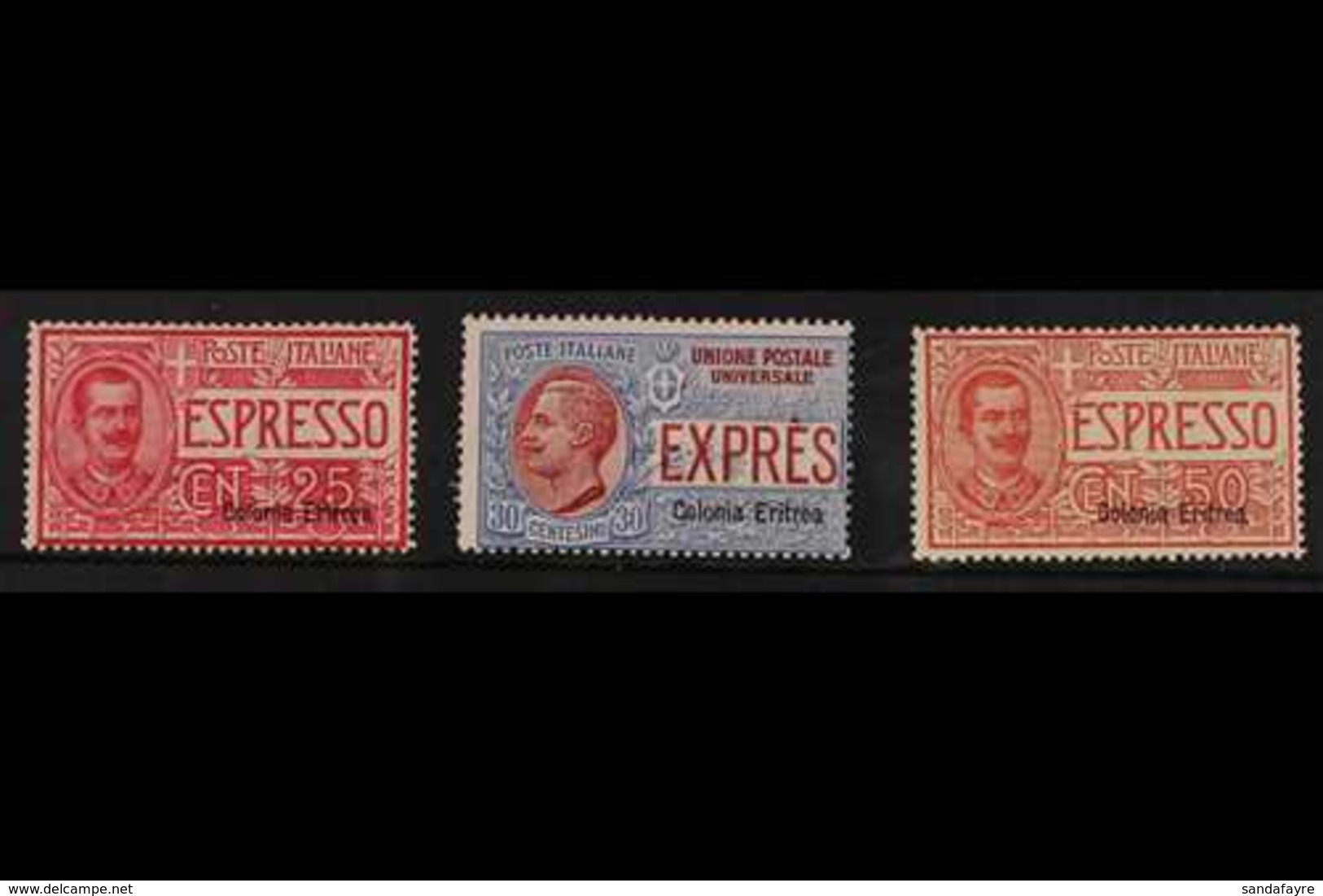 ERITREA EXPRESS 1907-21 Overprints Complete Set (SG E31, E34 & E53, Sassone 1/3), Fine Mint, Fresh. (3 Stamps) For More  - Andere & Zonder Classificatie