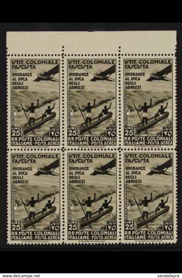 GENERAL ISSUES 1934 25L Olive-black Air Abruzzi, BLOCK OF SIX, Sassone 30, SG 75, Never Hinged Mint. For More Images, Pl - Other & Unclassified