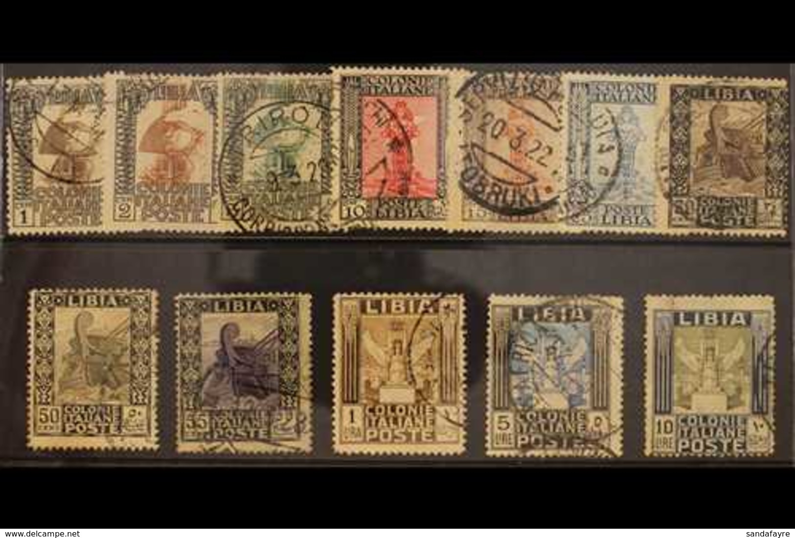 LIBYA 1921 (wmk Crown) Pictorial Definitive Set (Sass S. 5, SG 22A/33A), Fine Used. (12 Stamps) For More Images, Please  - Other & Unclassified